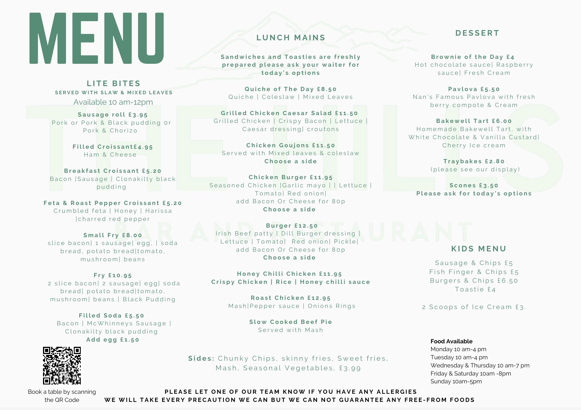 Menu Castlereagh Hills Golf Course