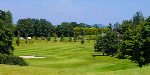 Wide shot of one of the course's holes